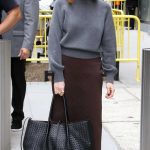 Julianne Moore in a Grey Sweater Arrives at The View TV Show in New York 05/25/2025