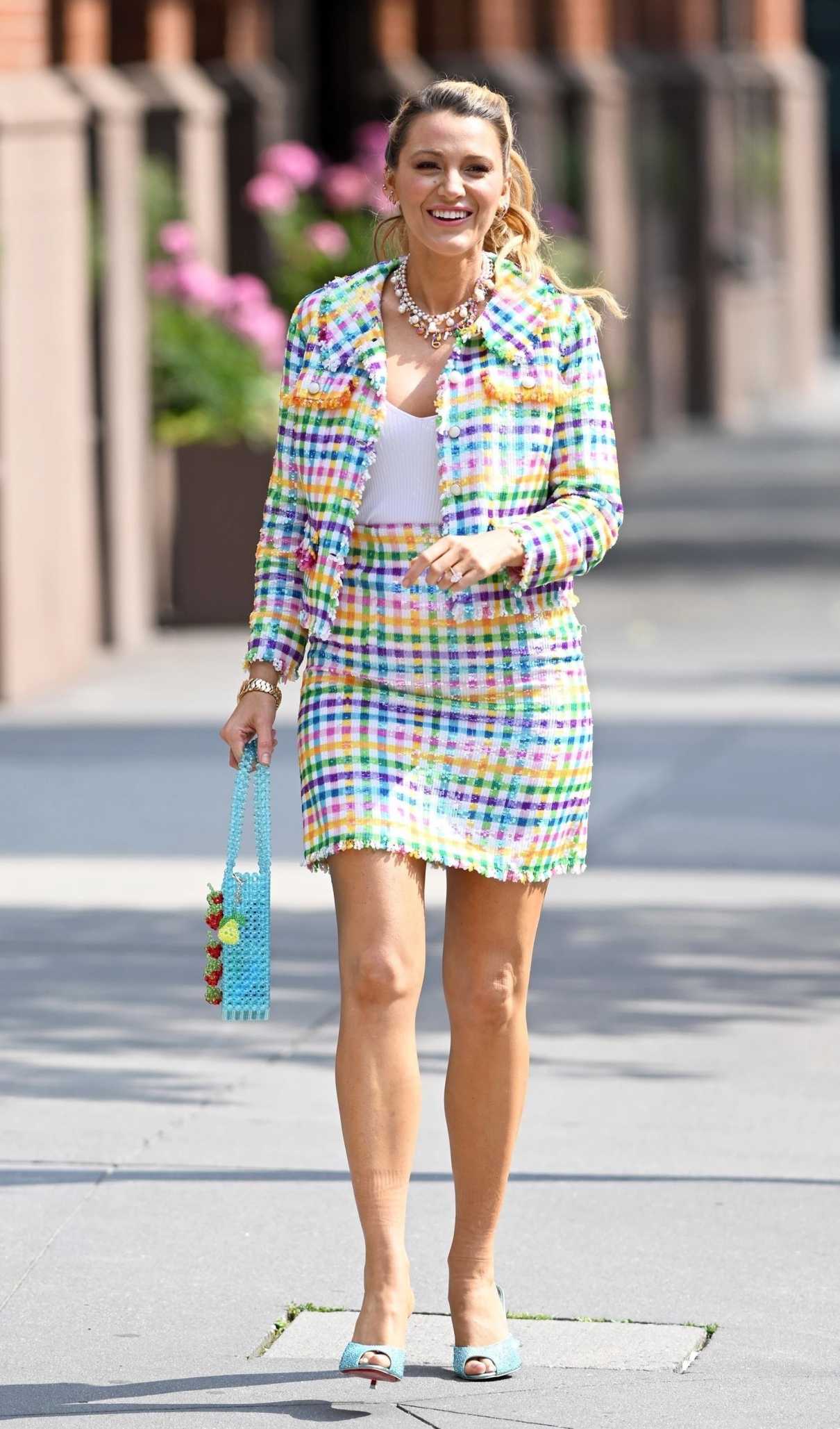 Blake Lively in a Plaid Ensemble