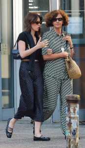 Daisy Edgar-Jones in a Black Polka Dot Skirt