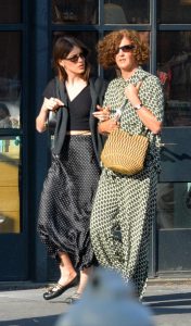 Daisy Edgar-Jones in a Black Polka Dot Skirt