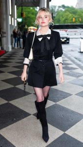 Emily Alyn Lind in a Black Dress