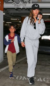 Jessica Alba in a Grey Sweatsuit