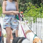 Joey King in a Grey Top Walks Her Dogs in Los Angeles 05/30/2025