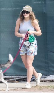 Joey King in a Grey Top