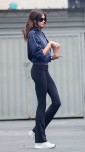 Kaia Gerber in a Navy Hoodie