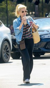 Kate Mara in a Blue Denim Shirt