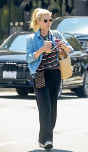 Kate Mara in a Blue Denim Shirt