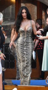 Kim Kardashian in a Snakeskin Print Dress