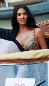 Kim Kardashian in a Snakeskin Print Dress