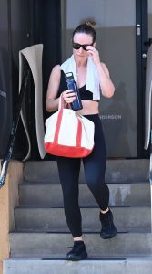Olivia Wilde in a Black Workout Ensemble