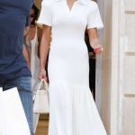Brooks Nader in a White Dress Leaves the Yves Saint Laurent Store in Paris 07/10/2025