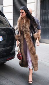 Dua Lipa in a Brown Leather Coat