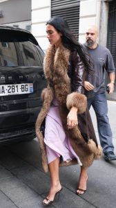 Dua Lipa in a Brown Leather Coat