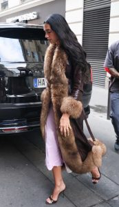 Dua Lipa in a Brown Leather Coat