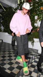 Justin Bieber in a Pink Hoodie