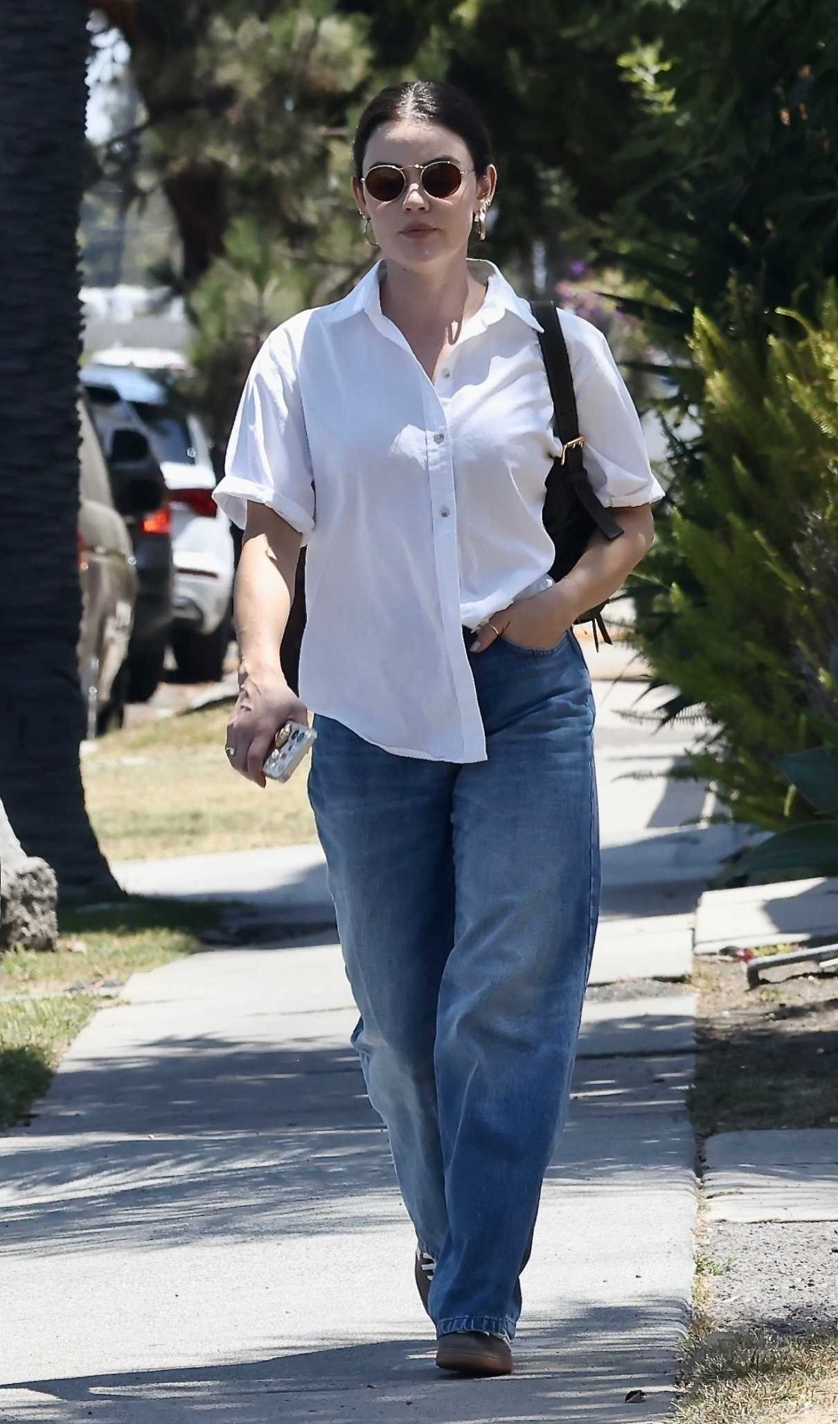 Lucy Hale in a White Shirt