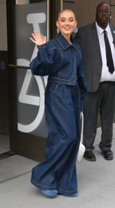 Meg Donnelly in a Denim Pantsuit