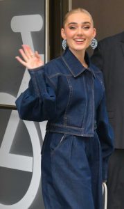 Meg Donnelly in a Denim Pantsuit