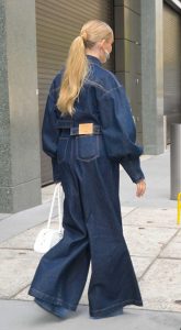 Meg Donnelly in a Denim Pantsuit