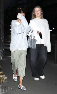 Olivia Jade in a Grey Oversized Sweatshirt