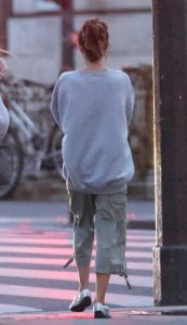 Olivia Jade in a Grey Oversized Sweatshirt