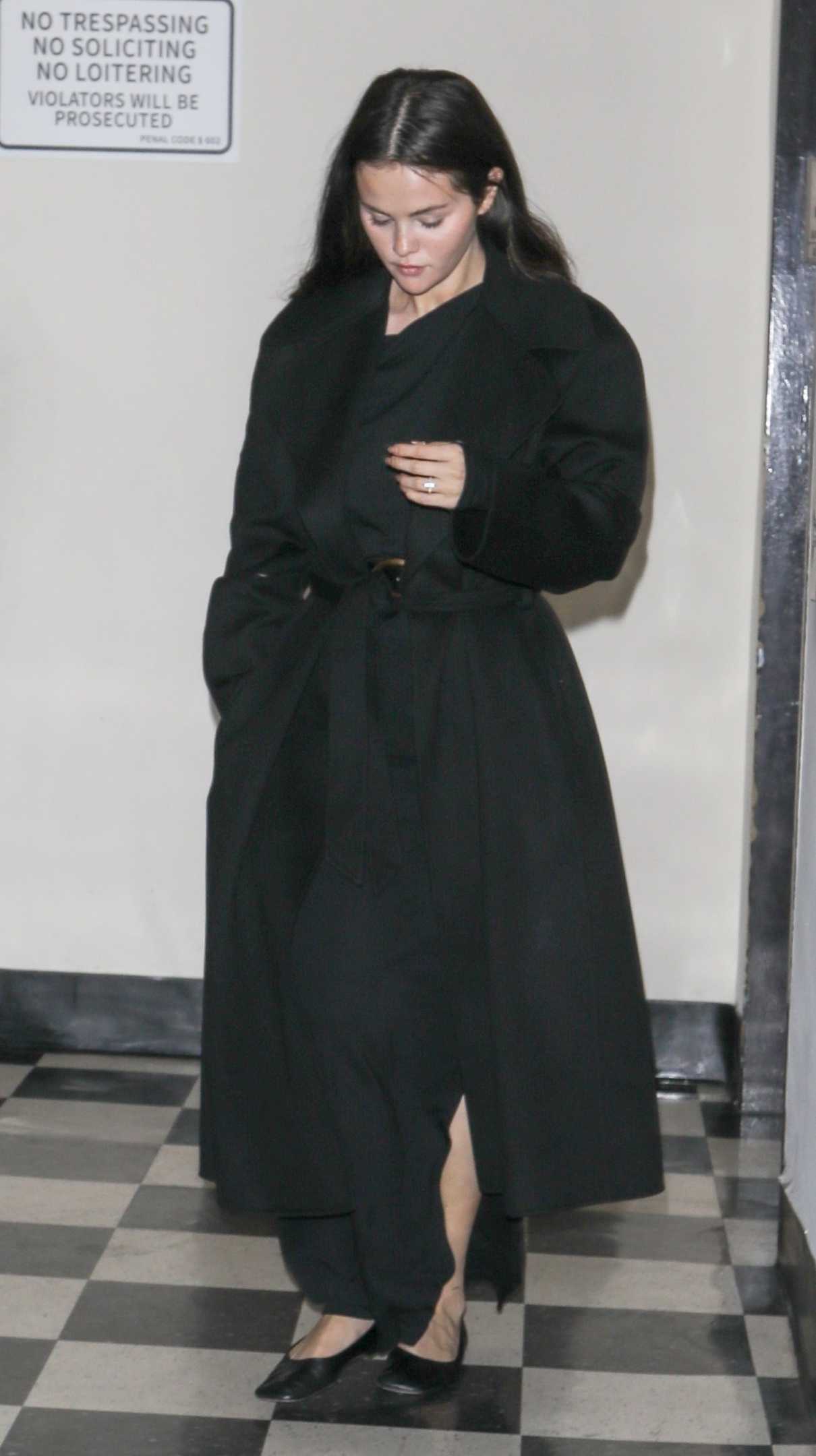 Selena Gomez in a Black Coat