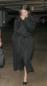 Selena Gomez in a Black Coat