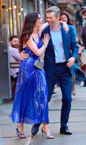 Anne Hathaway in a Blue Dress