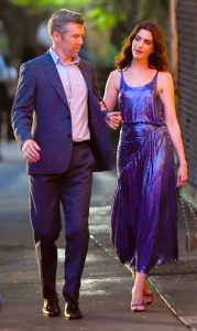 Anne Hathaway in a Blue Dress