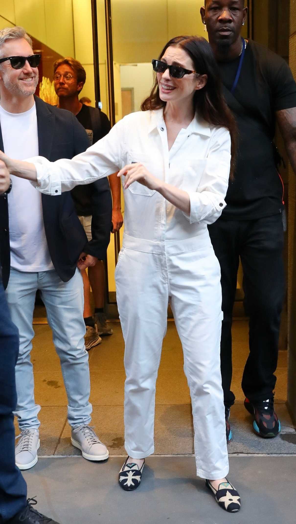 Anne Hathaway in a White Jumpsuit