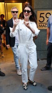 Anne Hathaway in a White Jumpsuit