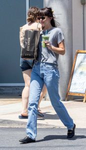 Dakota Johnson in a Grey Tee