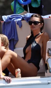 Emily Ratajkowski in a Black Thong-Cut Swimsuit