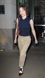 Emma Myers in a Beige Pants