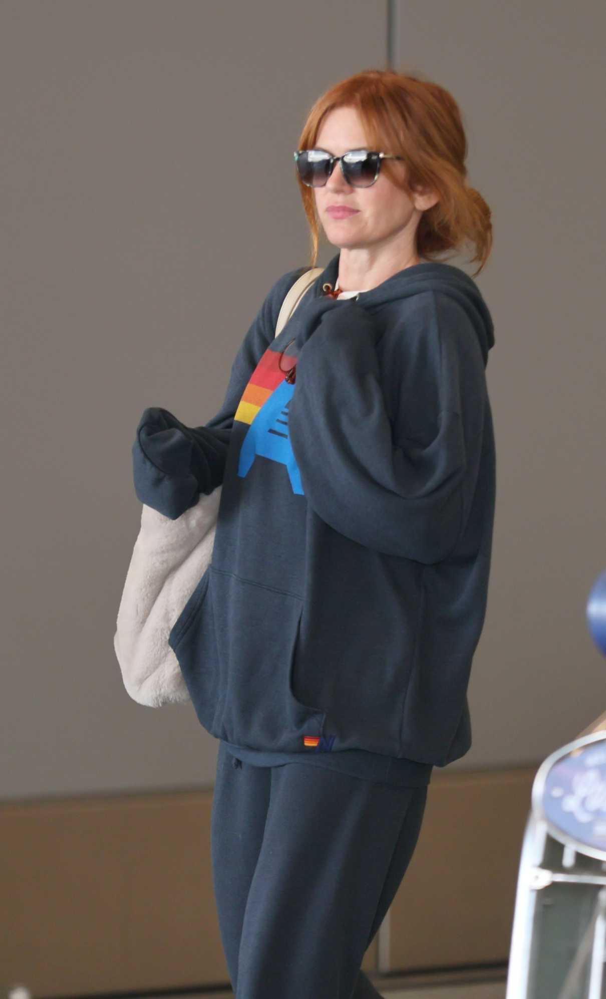 Isla Fisher in a Navy Sweatsuit