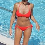 Jessica Alba in a Tiny Red Bikini While Enjoying the Pool in Miami 08/08/2025