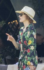 Jessica Chastain in a Green Floral Ensemble