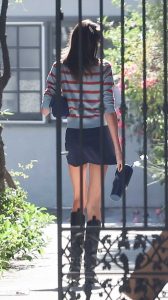 Kaia Gerber in a Blue Mini Skirt