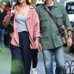 Katie Holmes in a Pink Plaid Shirt Was Seen on the Set of Happy Hours in New York City 08/15/2025
