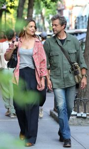 Katie Holmes in a Pink Plaid Shirt