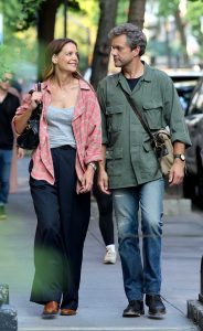 Katie Holmes in a Pink Plaid Shirt