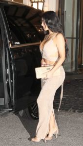 Kim Kardashian in a Beige Ensemble