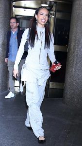 Kylie Cantrall in a Grey Jumpsuit