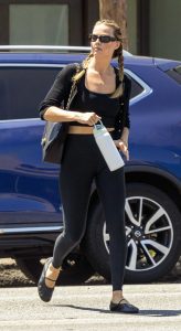 Margot Robbie in a Black Leggings