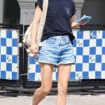 Natalie Portman in a Blue Denim Shorts Was Seen Out in New York City 08/14/2025