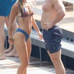 Nina Agdal in a Blue Bikini on Holiday with Logan Paul in Cernobbio 08/13/2025