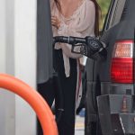 Scout Willis in a Beige See-Through Blouse Was Seen at a Gas Station in Los Angeles 08/16/2025