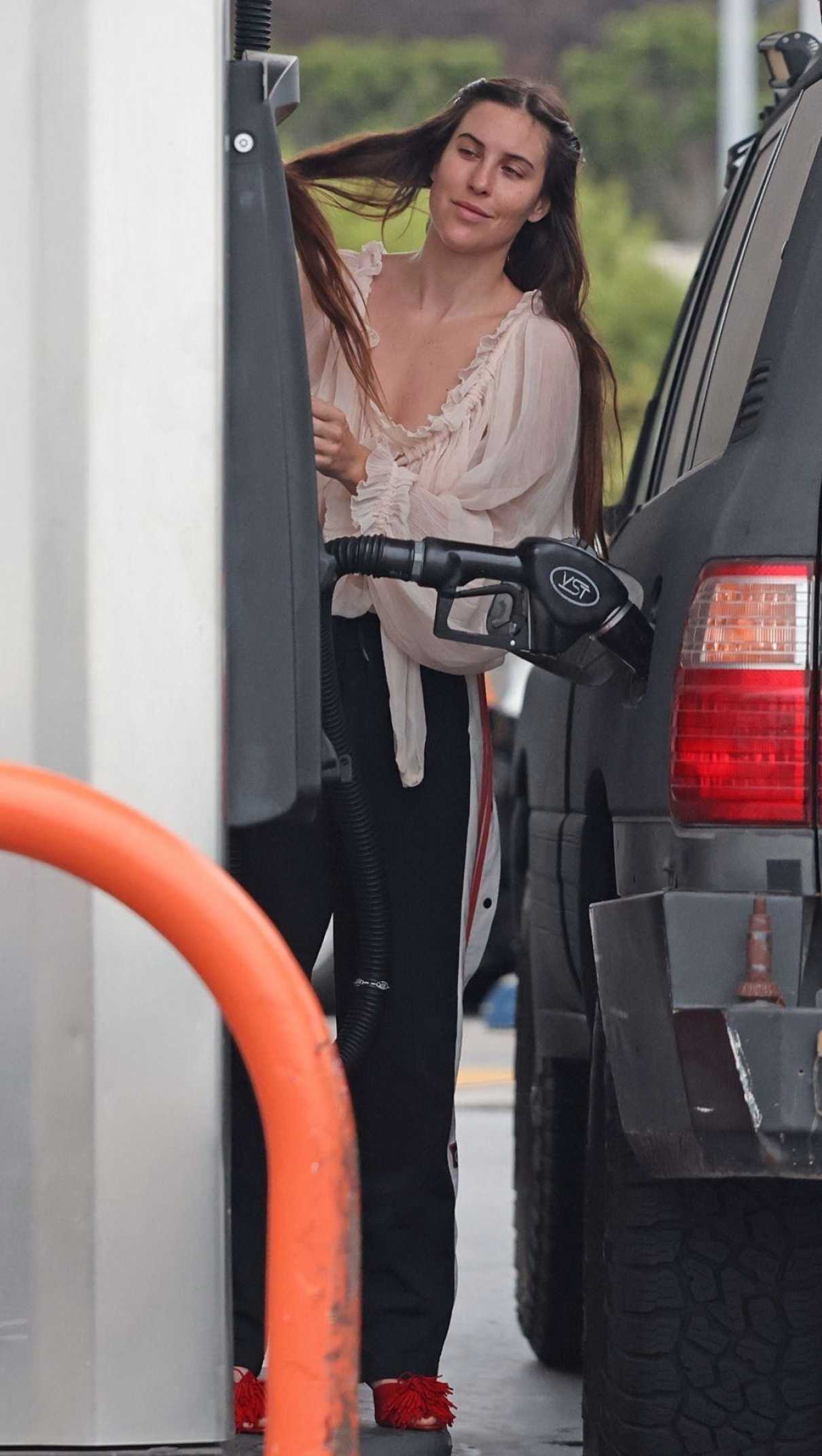 Scout Willis in a Beige See-Through Blouse