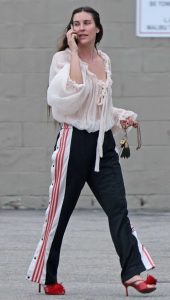 Scout Willis in a Beige See-Through Blouse