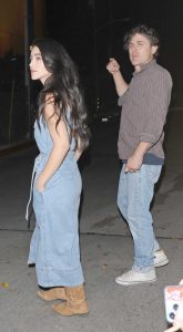 Caylee Cowan in a Blue Denim Dress